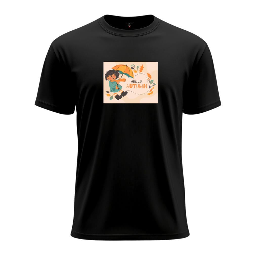 Hello Autumn with Child and Umbrella T-Shirts