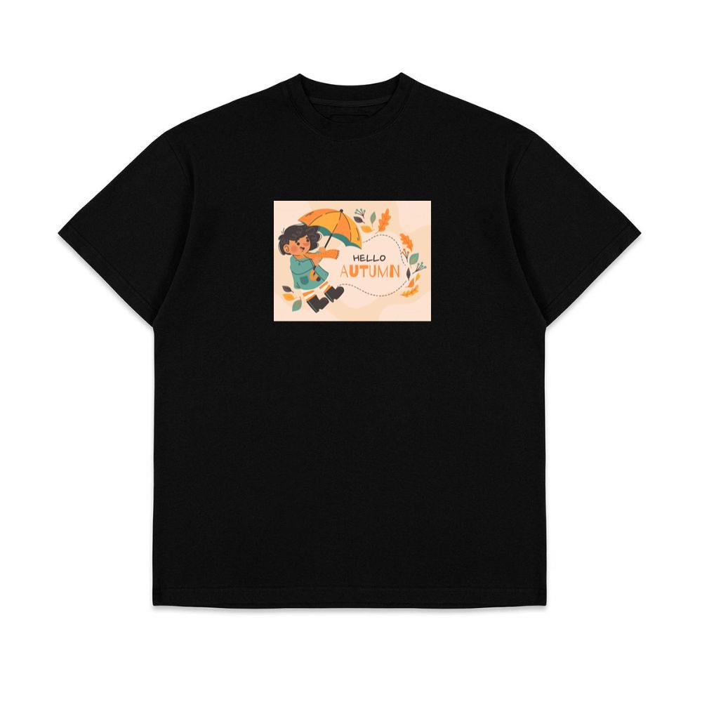Hello Autumn with Child and Umbrella T-Shirts