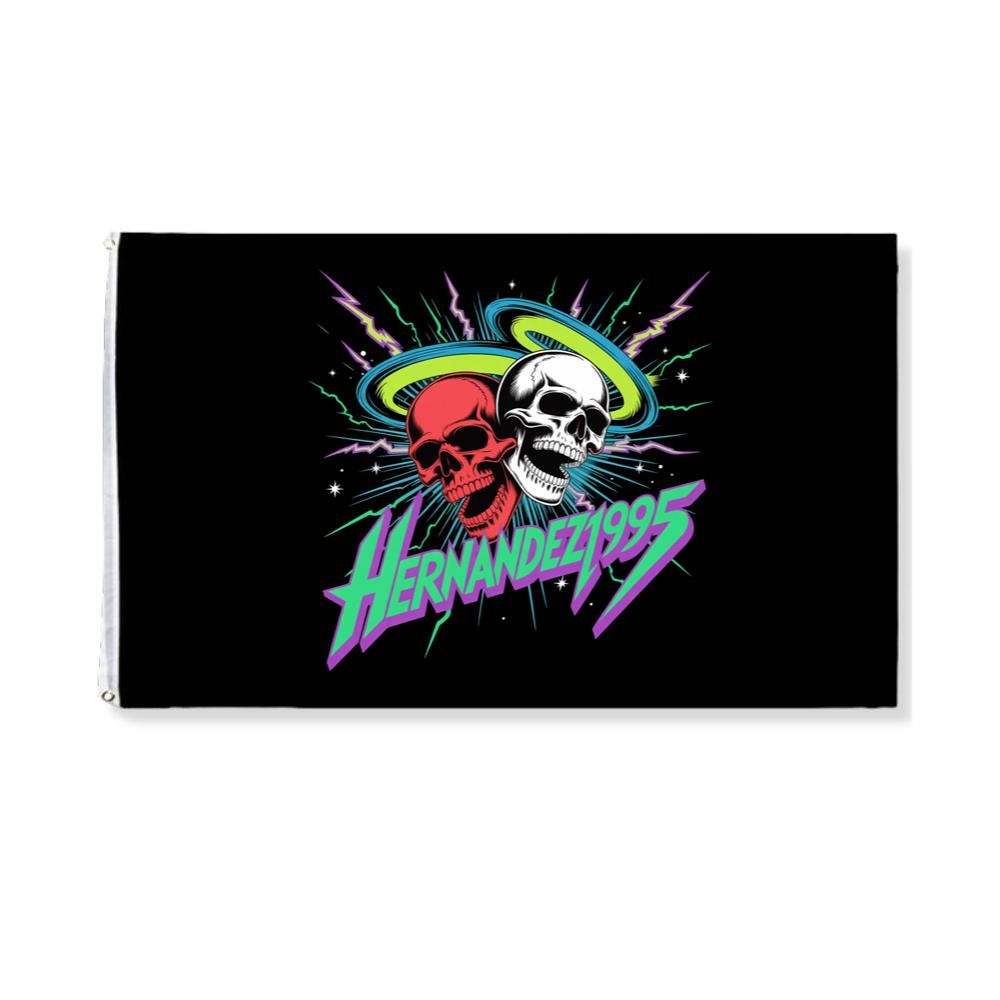 Hernandez 1995 Skull Neon Retro Graphic Flag