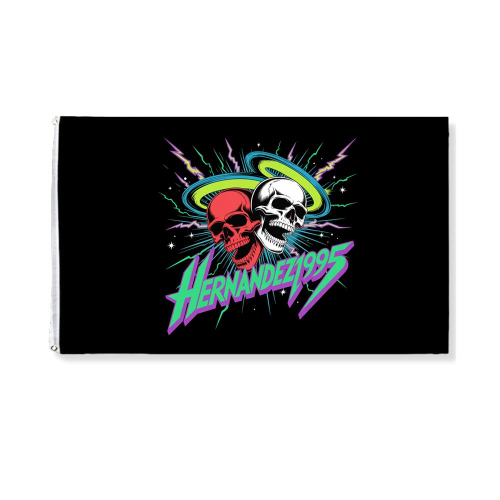 Hernandez 1995 Skull Neon Retro Graphic Flag
