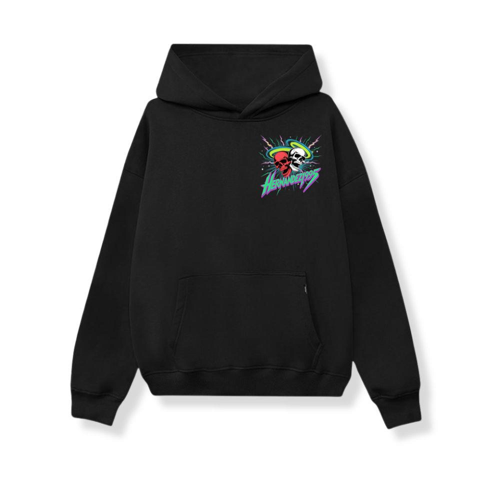 Hernandez 1995 Skull Neon Retro Graphic Hoodie