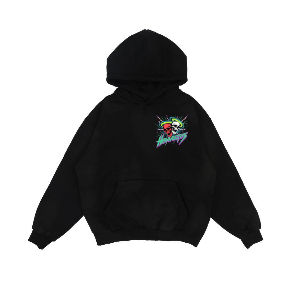 Hernandez 1995 Skull Neon Retro Graphic Hoodie