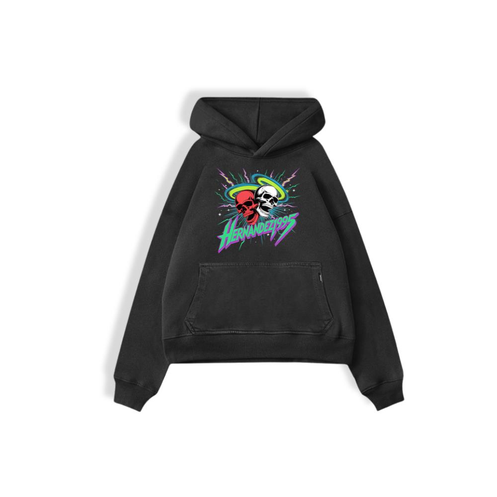 Hernandez 1995 Skull Neon Retro Graphic Hoodie