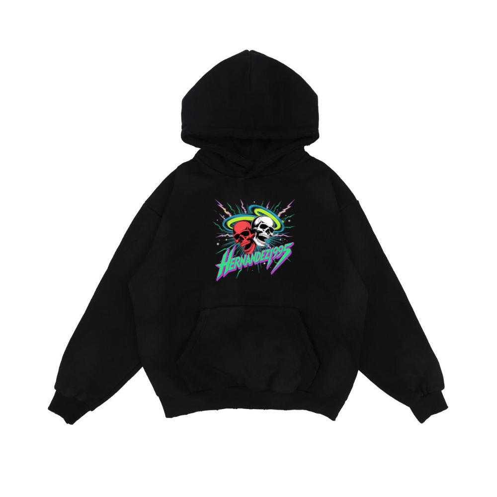 Hernandez 1995 Skull Neon Retro Graphic Hoodie
