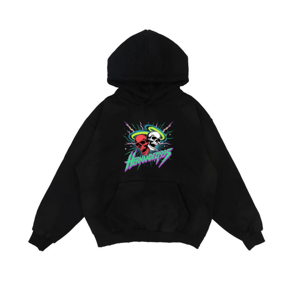Hernandez 1995 Skull Neon Retro Graphic Hoodie