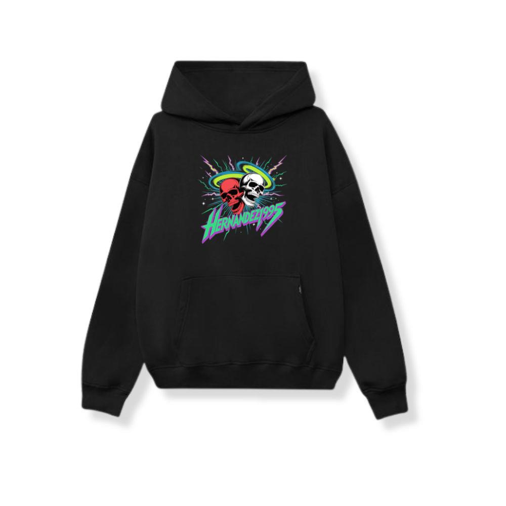 Hernandez 1995 Skull Neon Retro Graphic Hoodie