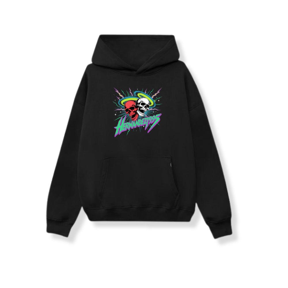 Hernandez 1995 Skull Neon Retro Graphic Hoodie