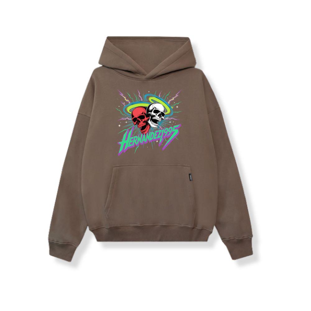 Hernandez 1995 Skull Neon Retro Graphic Hoodie - Image 2