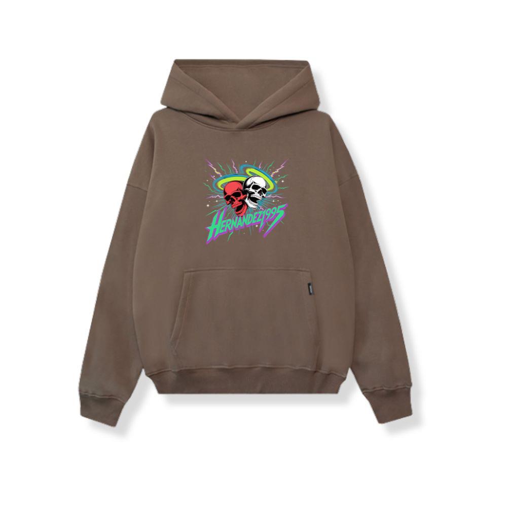 Hernandez 1995 Skull Neon Retro Graphic Hoodie - Image 2