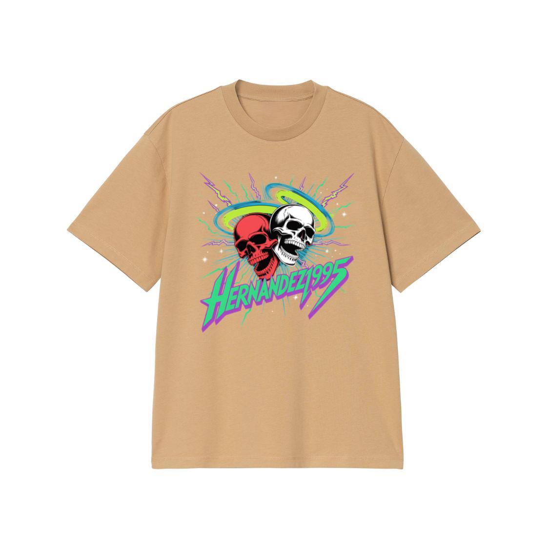 Hernandez 1995 Skull Neon Retro Graphic T-Shirt - Image 3