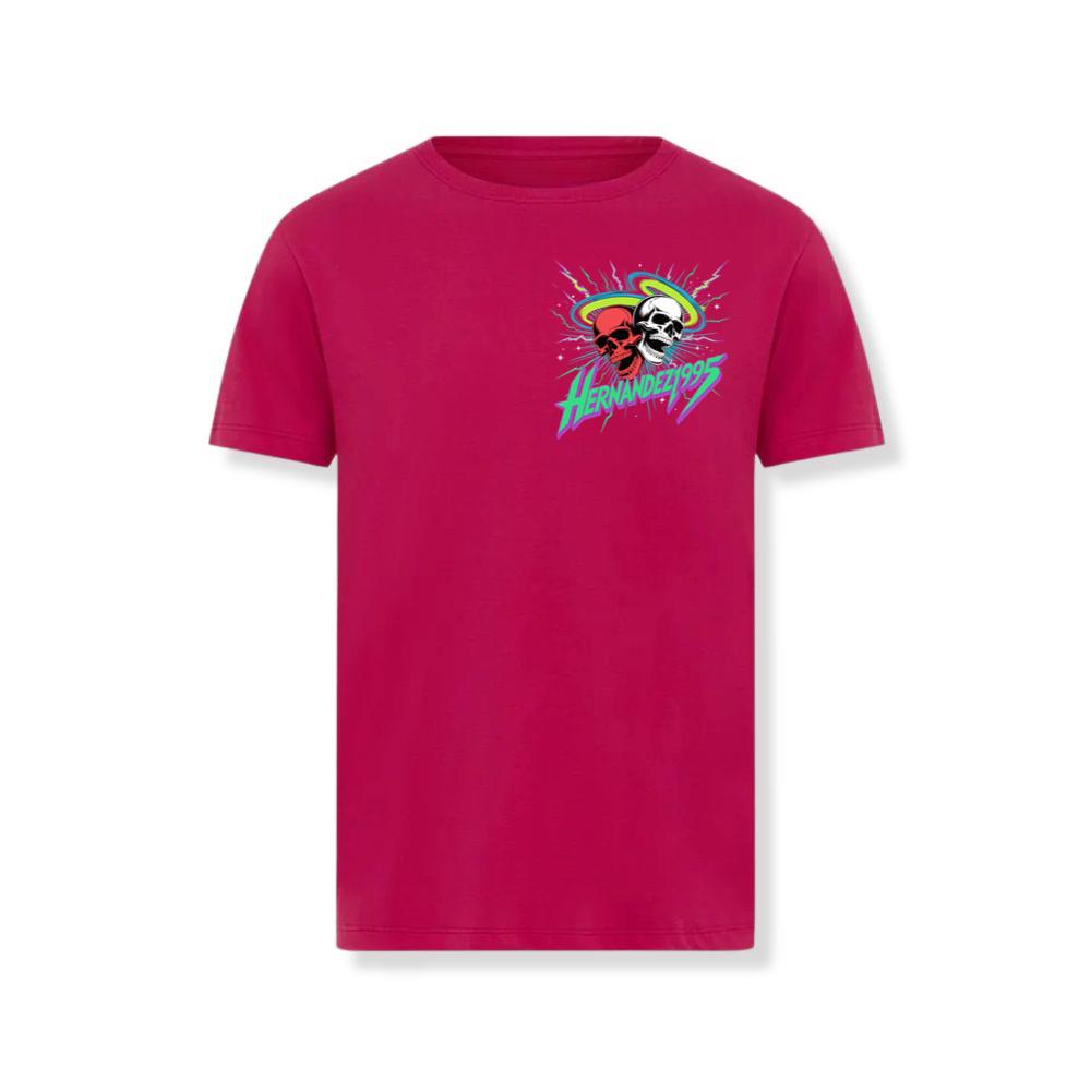 Hernandez 1995 Skull Neon Retro Graphic T-Shirt - Image 3