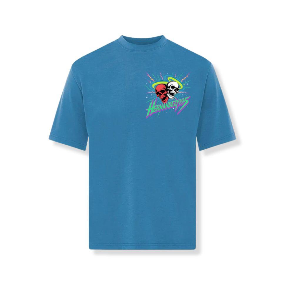 Hernandez 1995 Skull Neon Retro Graphic T-Shirt - Image 2