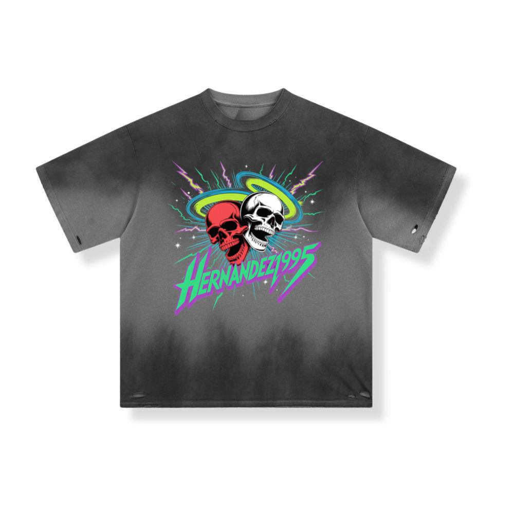 Hernandez 1995 Skull Neon Retro Graphic T-Shirt