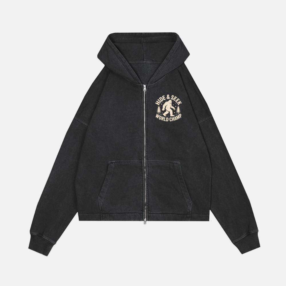 Hide and Seek World Champ Bigfoot Graphic Zip Hoodie