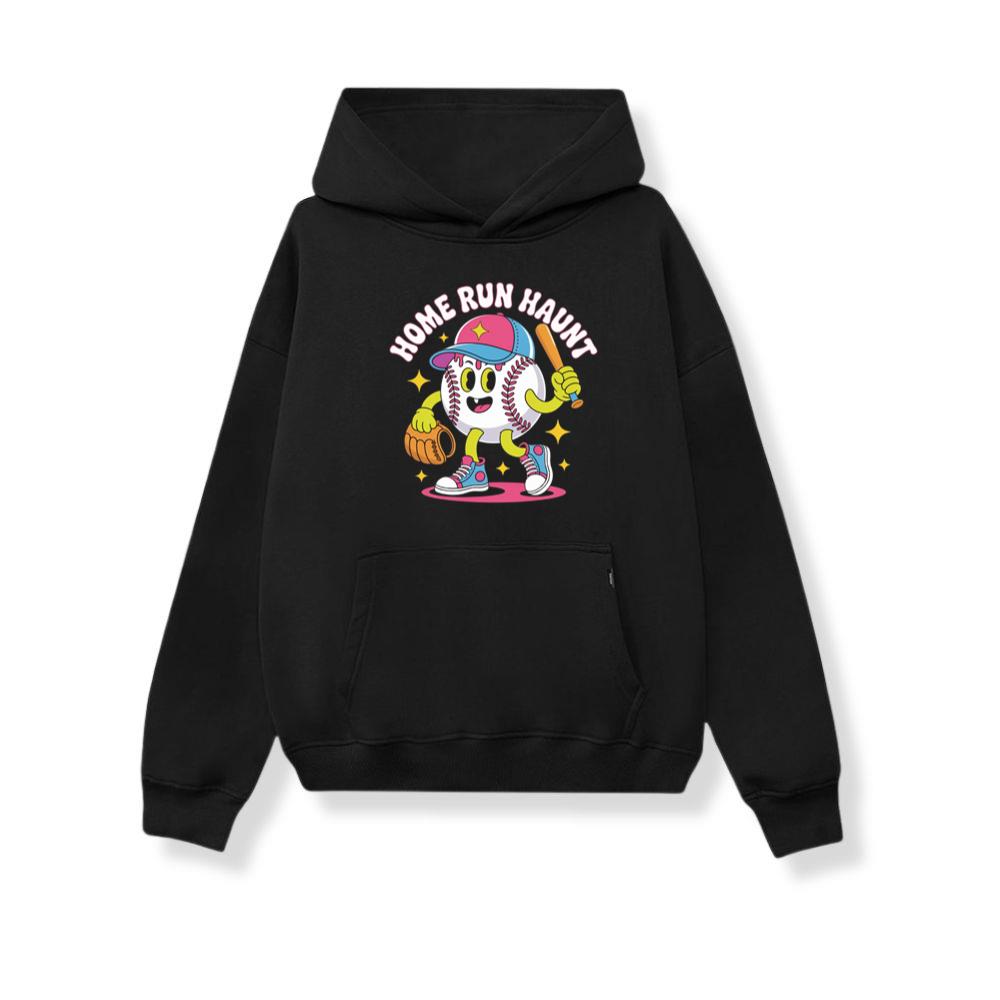Home Run Haunt Baseball Ghost Funny Halloween Graphic Hoodie