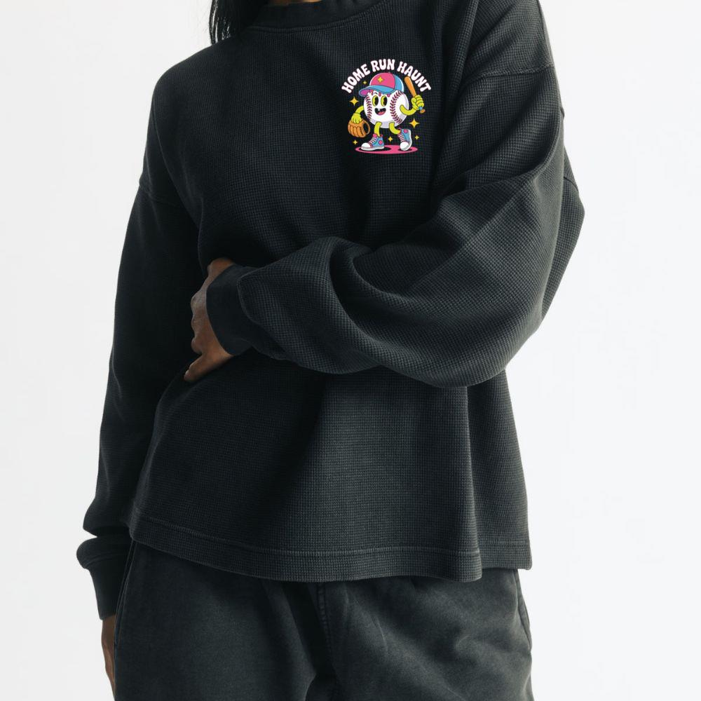 Home Run Haunt Baseball Ghost Funny Halloween Graphic Sweatshirt