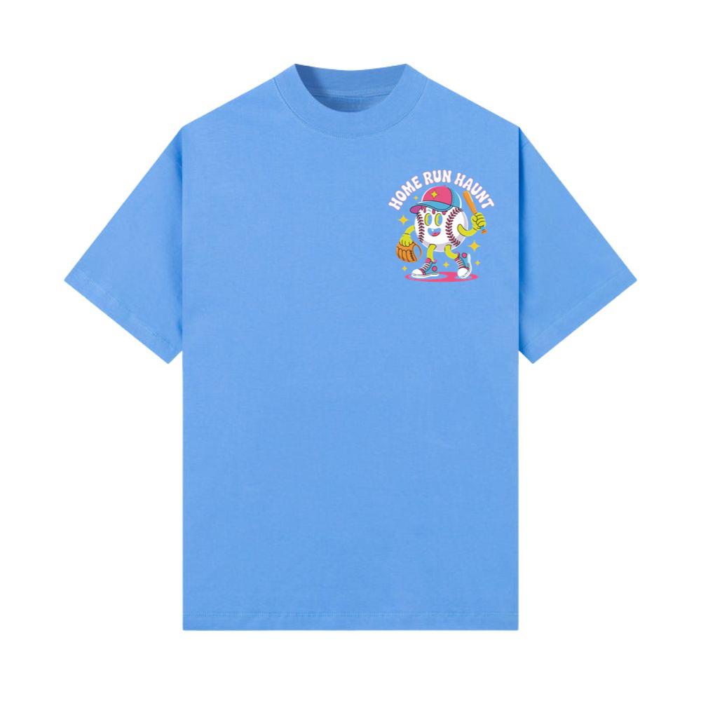 Home Run Haunt Baseball Ghost Funny Halloween Graphic T-Shirt - Image 3