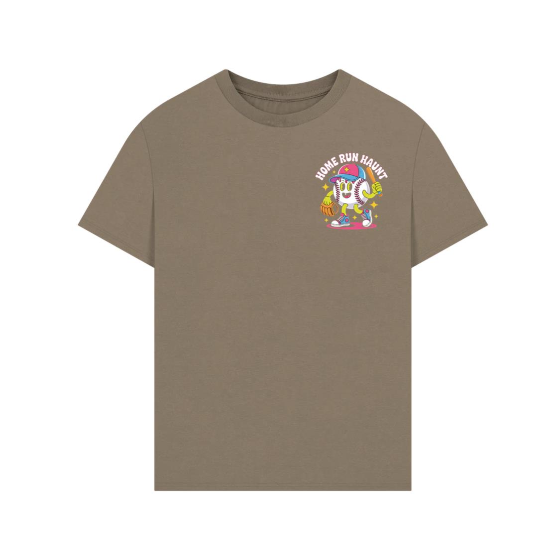 Home Run Haunt Baseball Ghost Funny Halloween Graphic T-Shirt - Image 2