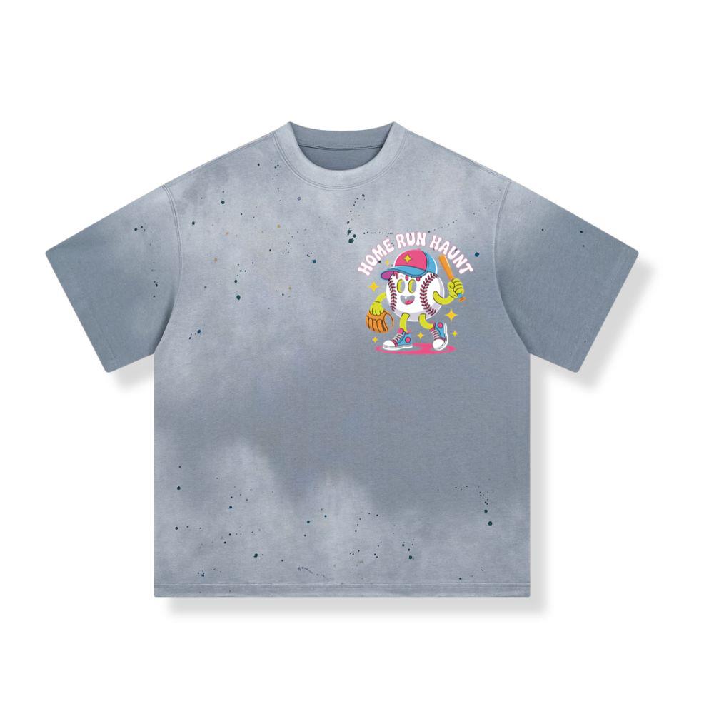 Home Run Haunt Baseball Ghost Funny Halloween Graphic T-Shirt - Image 2