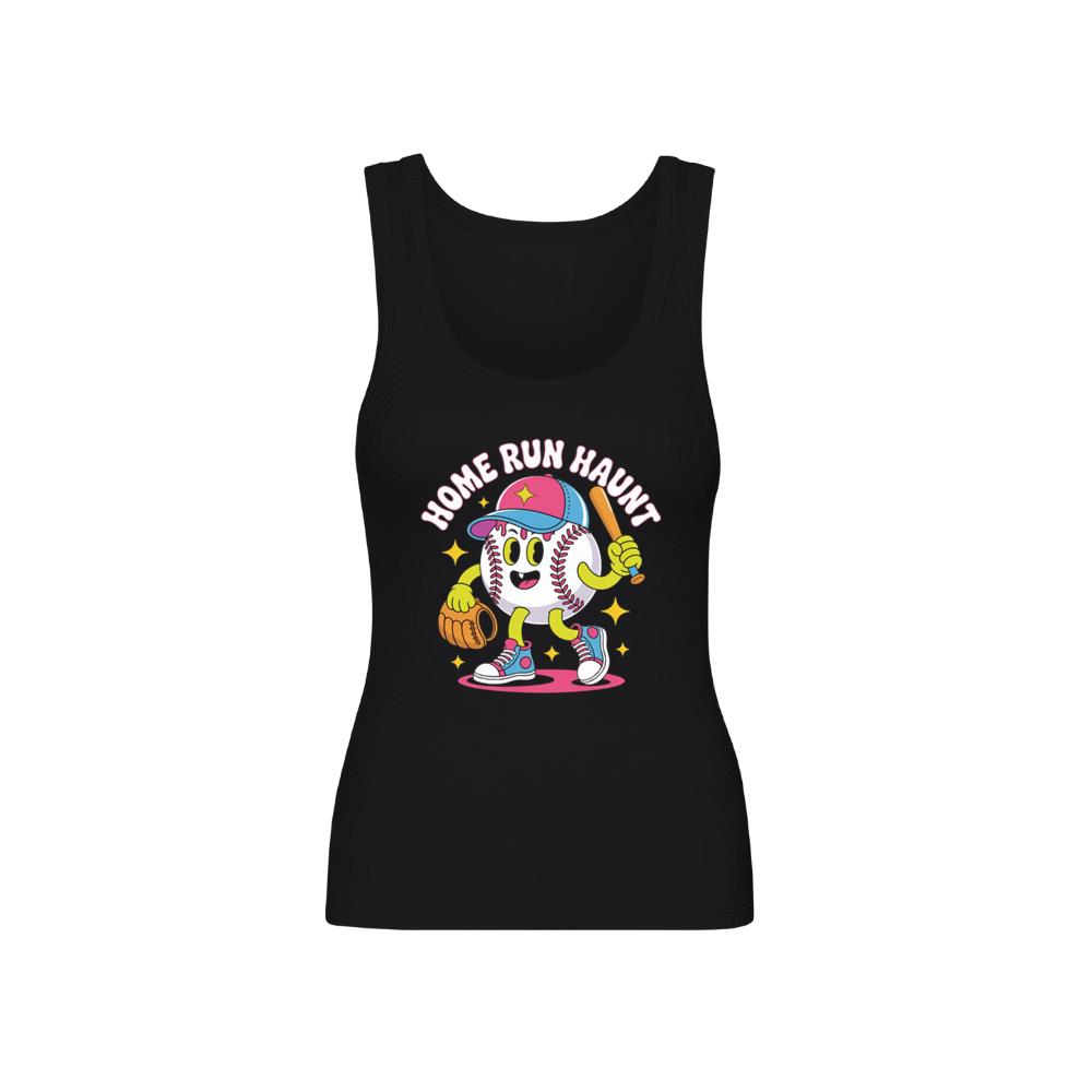 Home Run Haunt Baseball Ghost Funny Halloween Graphic Tank Top