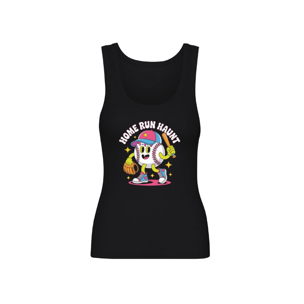 Home Run Haunt Baseball Ghost Funny Halloween Graphic TankTop