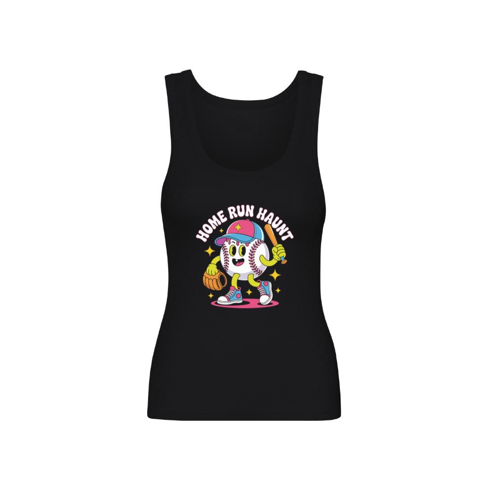Home Run Haunt Baseball Ghost Funny Halloween Graphic TankTop 
