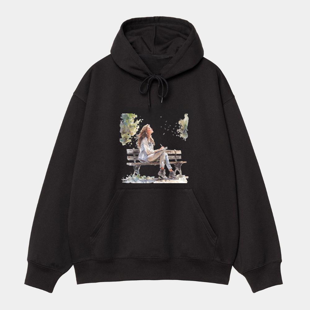 Hopeful Girl in the Park Clipart Bundle Hoodie