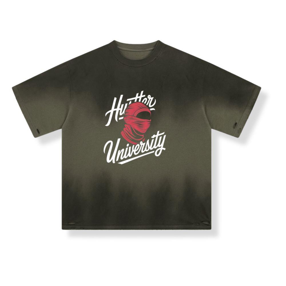 Hunter University Retro Boxing Graphic Design T-Shirt - Image 2