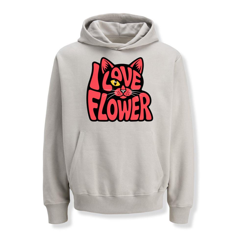 I Love Flower Cat Face Typography Graphic Design Hoodies