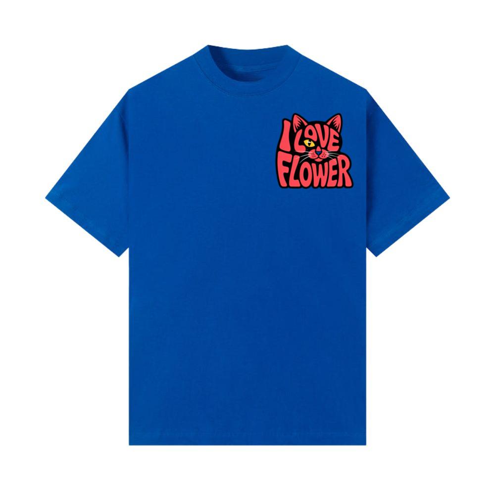 I Love Flower Cat Face Typography Graphic Design T-Shirt - Image 2