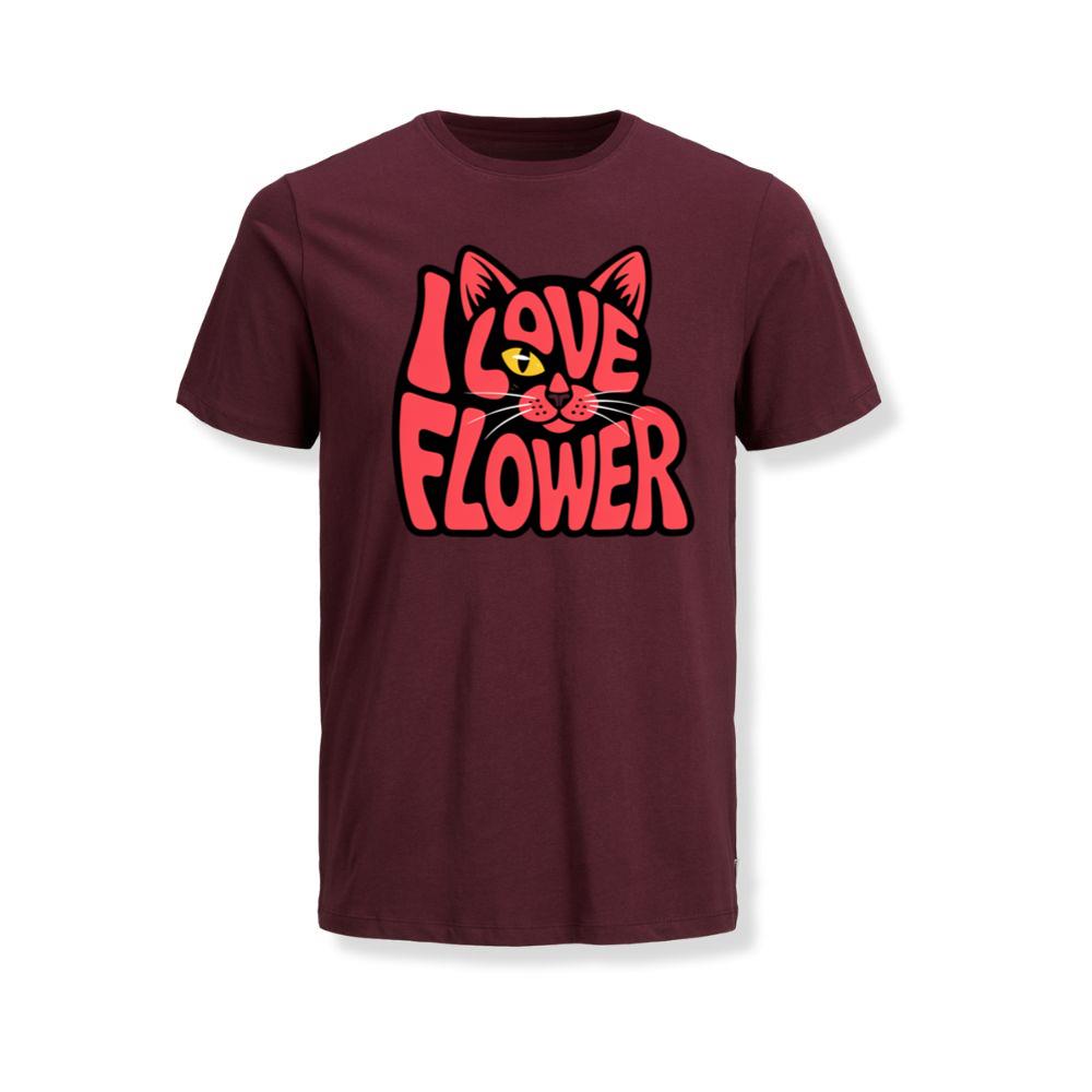 I Love Flower Cat Face Typography Graphic Design TShirt Myheroshop