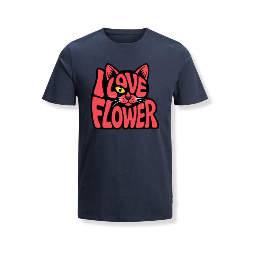 I Love Flower Cat Face Typography Graphic Design TShirt Myheroshop