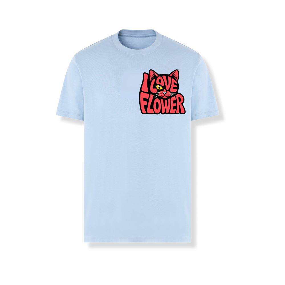 I Love Flower Cat Face Typography Graphic Design T-Shirts - Image 3
