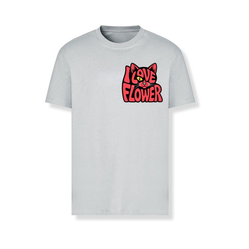 I Love Flower Cat Face Typography Graphic Design T-Shirts