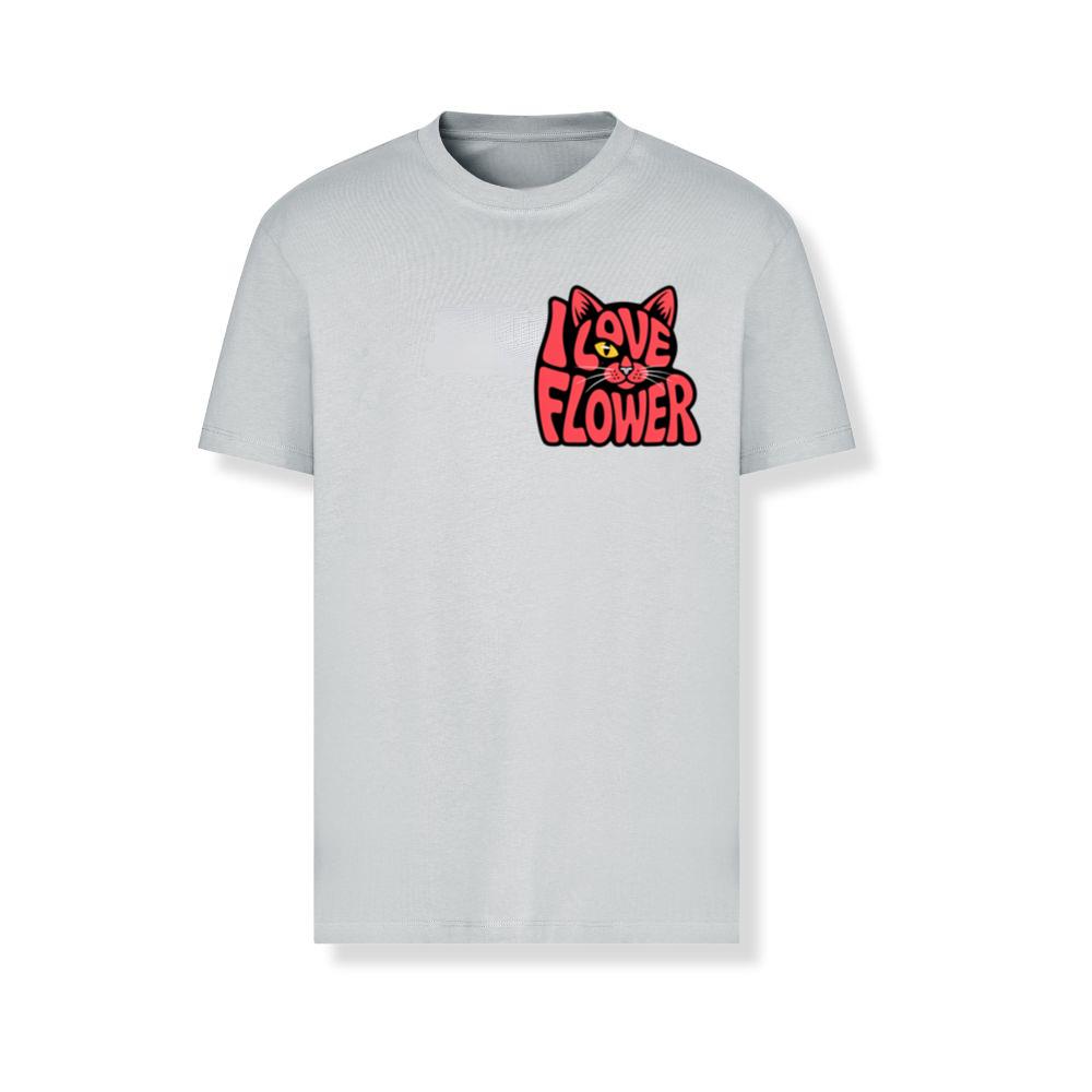 I Love Flower Cat Face Typography Graphic Design T-Shirts - Image 3
