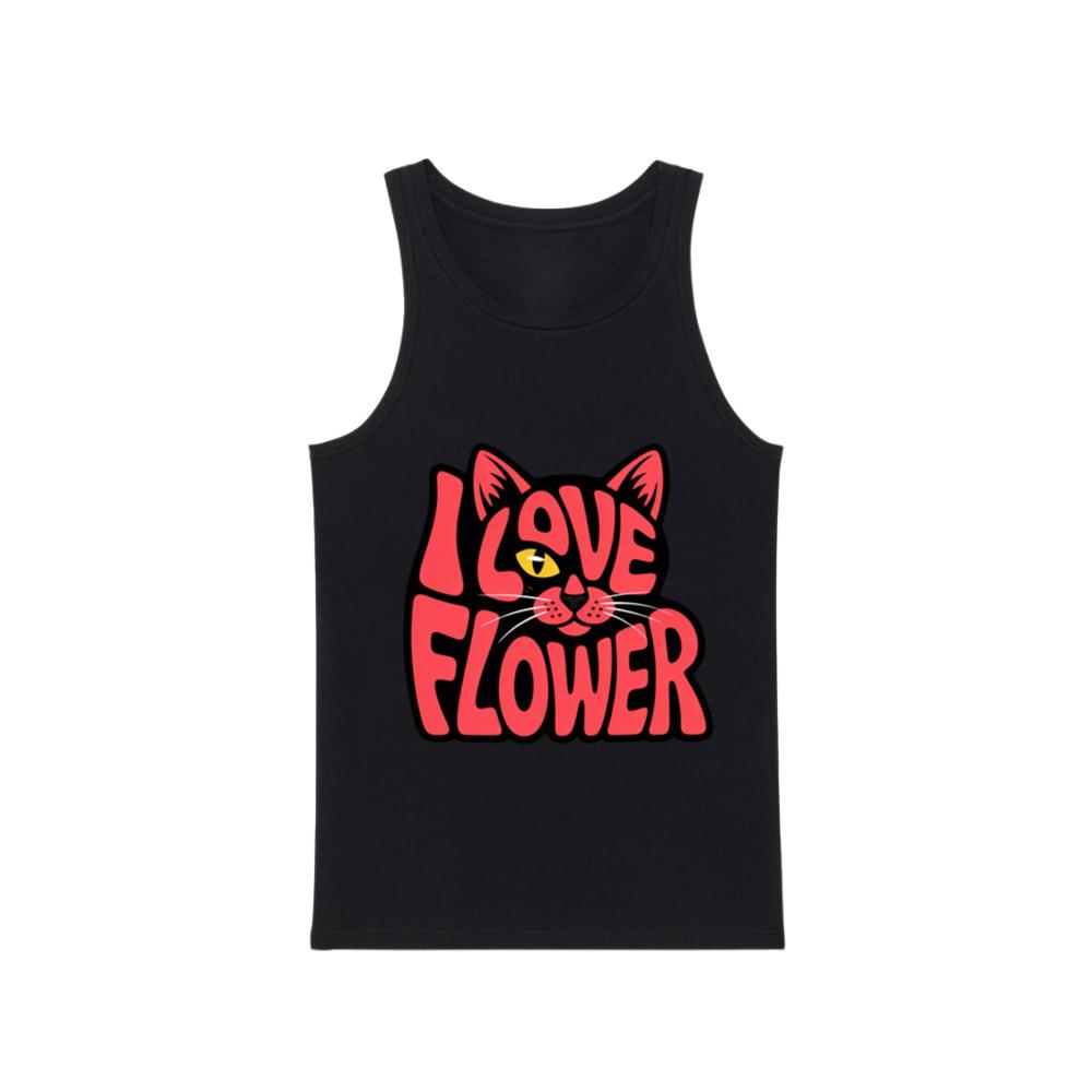 I Love Flower Cat Face Typography Graphic Design Tank Top