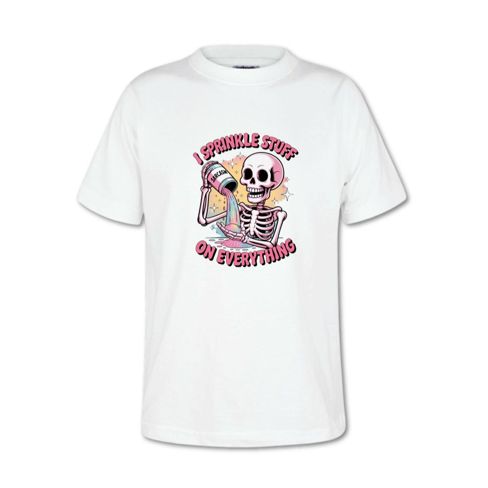 I Sprinkle Stuff Skeleton Funny Graphic Vintage T-Shirt