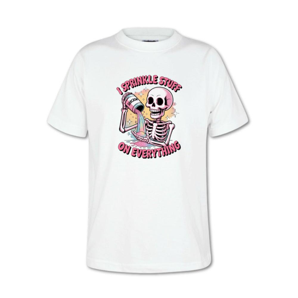 I Sprinkle Stuff Skeleton Funny Graphic Vintage T-Shirt