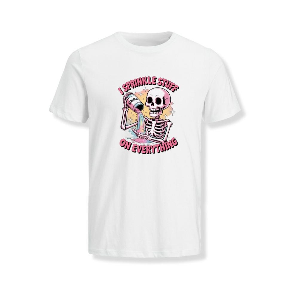 I Sprinkle Stuff Skeleton Funny Graphic Vintage T-Shirts