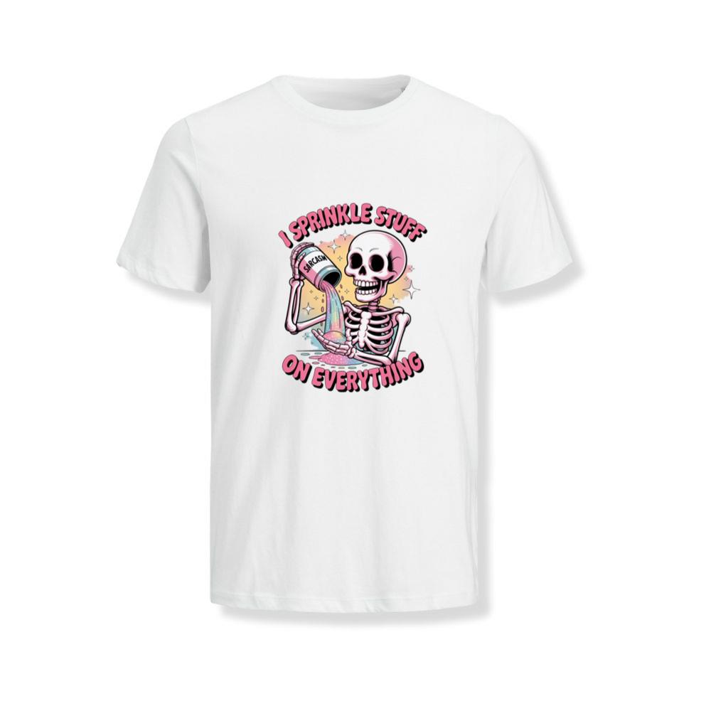 I Sprinkle Stuff Skeleton Funny Graphic Vintage T-Shirts