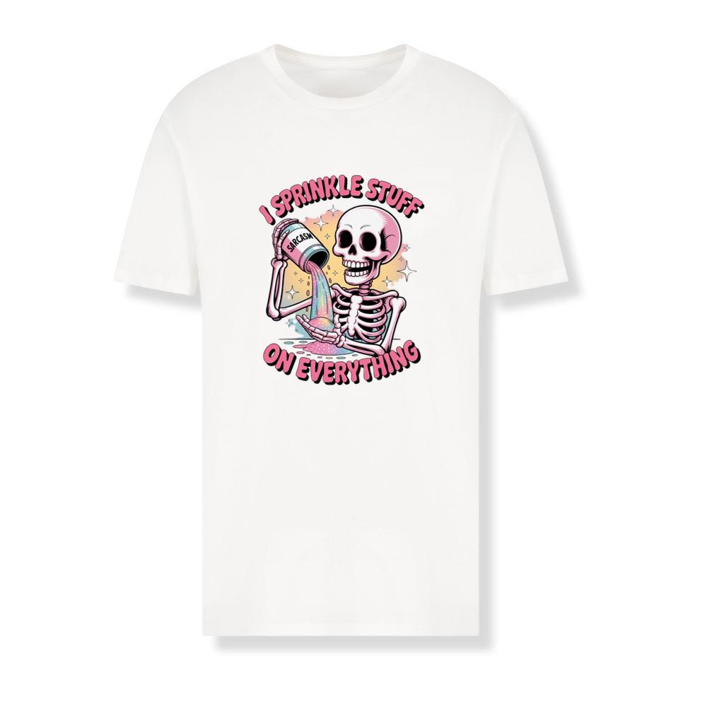 I Sprinkle Stuff Skeleton Funny Graphic Vintage T-Shirts