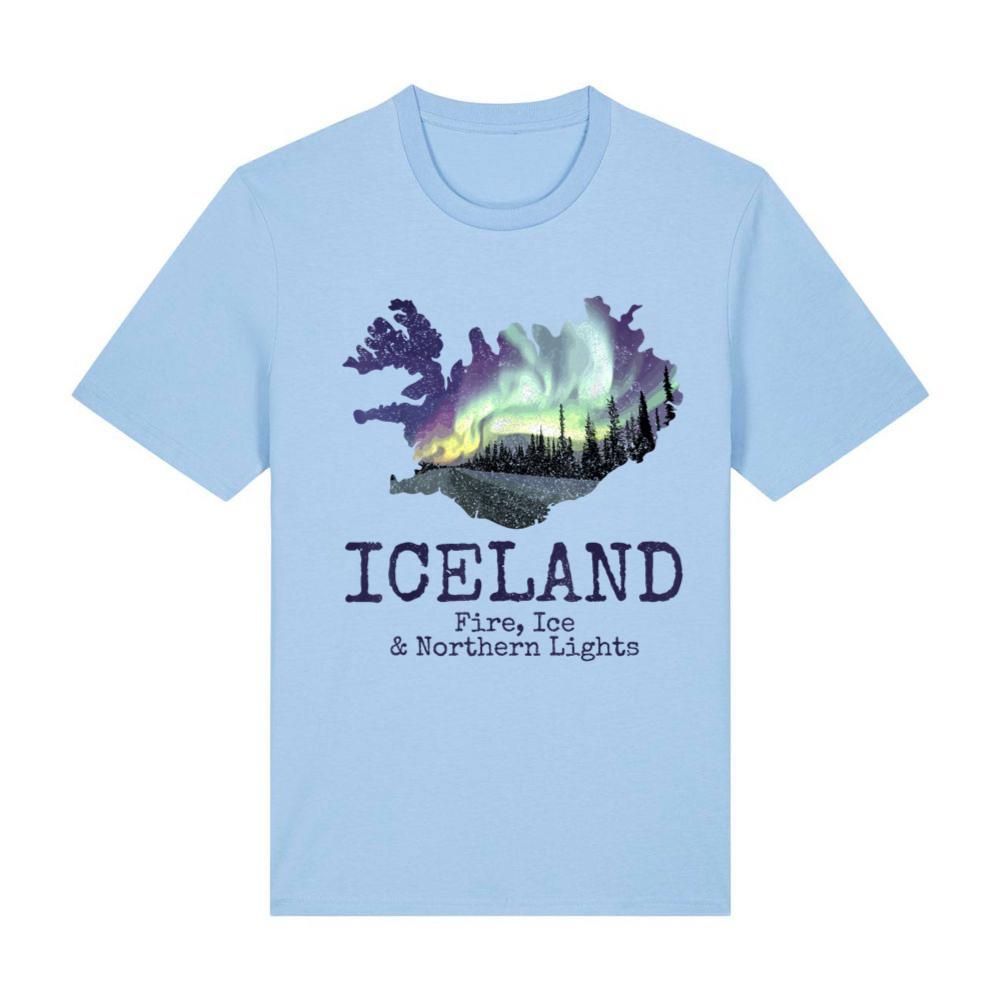 Icelandic Map Fire Ice Northern Lights Icelandic Souvenir T-Shirt