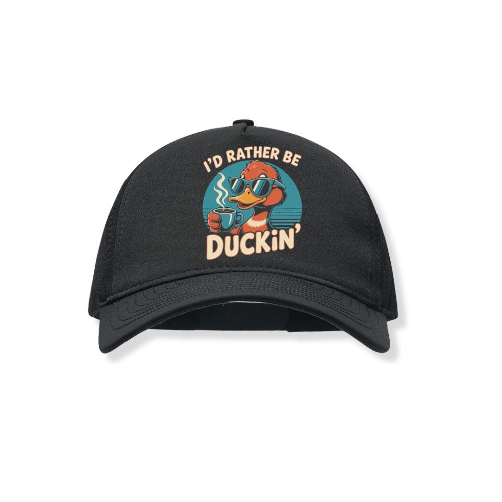 Id Rather Be Duckin Funny Duck Coffee Graphic Black Hat