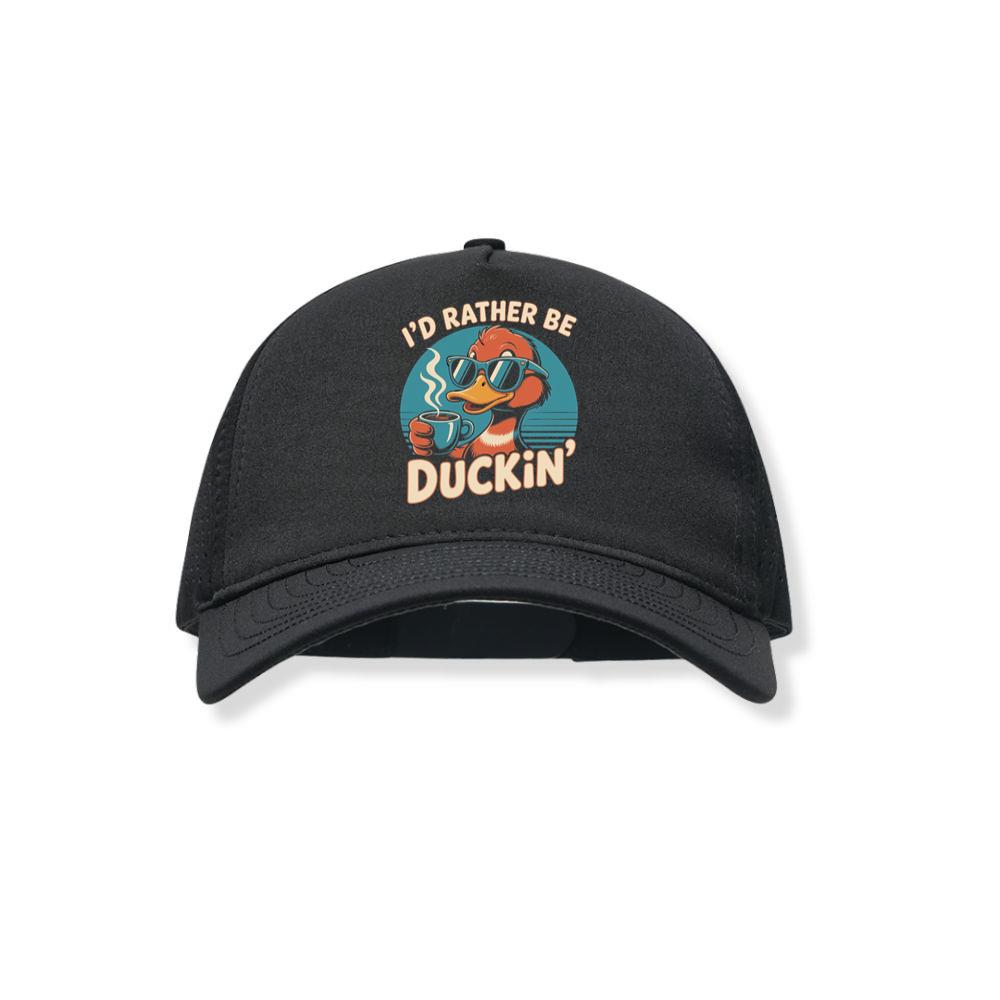 Id Rather Be Duckin Funny Duck Coffee Graphic Black Hat