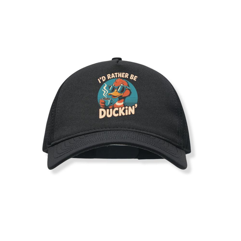 Id Rather Be Duckin Funny Duck Coffee Graphic Black Hat
