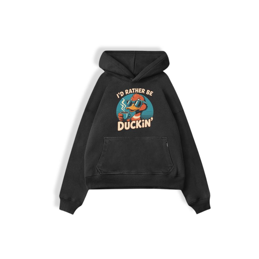 Id Rather Be Duckin Funny Duck Coffee Graphic Hoodie