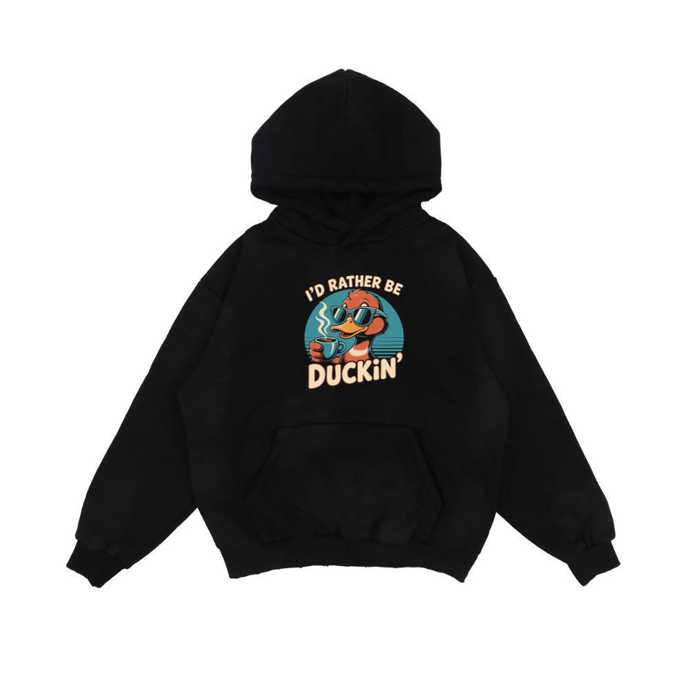 Id Rather Be Duckin Funny Duck Coffee Graphic Hoodie