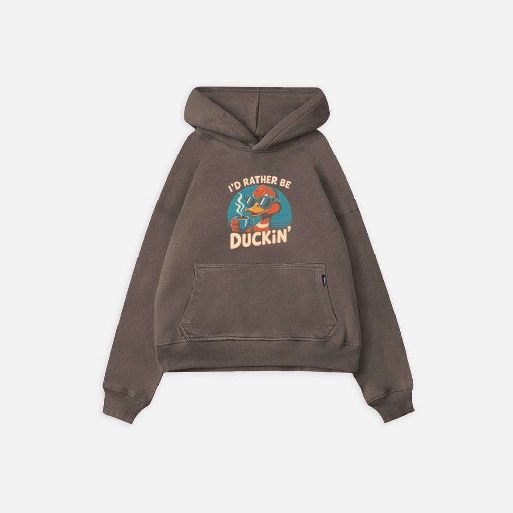 Id Rather Be Duckin Funny Duck Coffee Graphic Hoodie