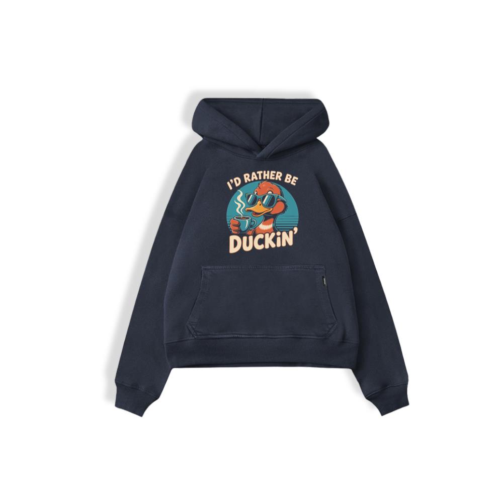 Id Rather Be Duckin Funny Duck Coffee Graphic Hoodie - Image 2