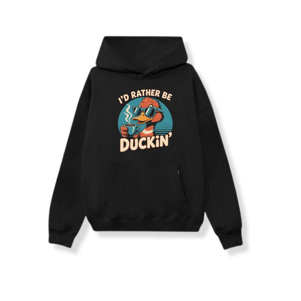 Id Rather Be Duckin Funny Duck Coffee Graphic Hoodie